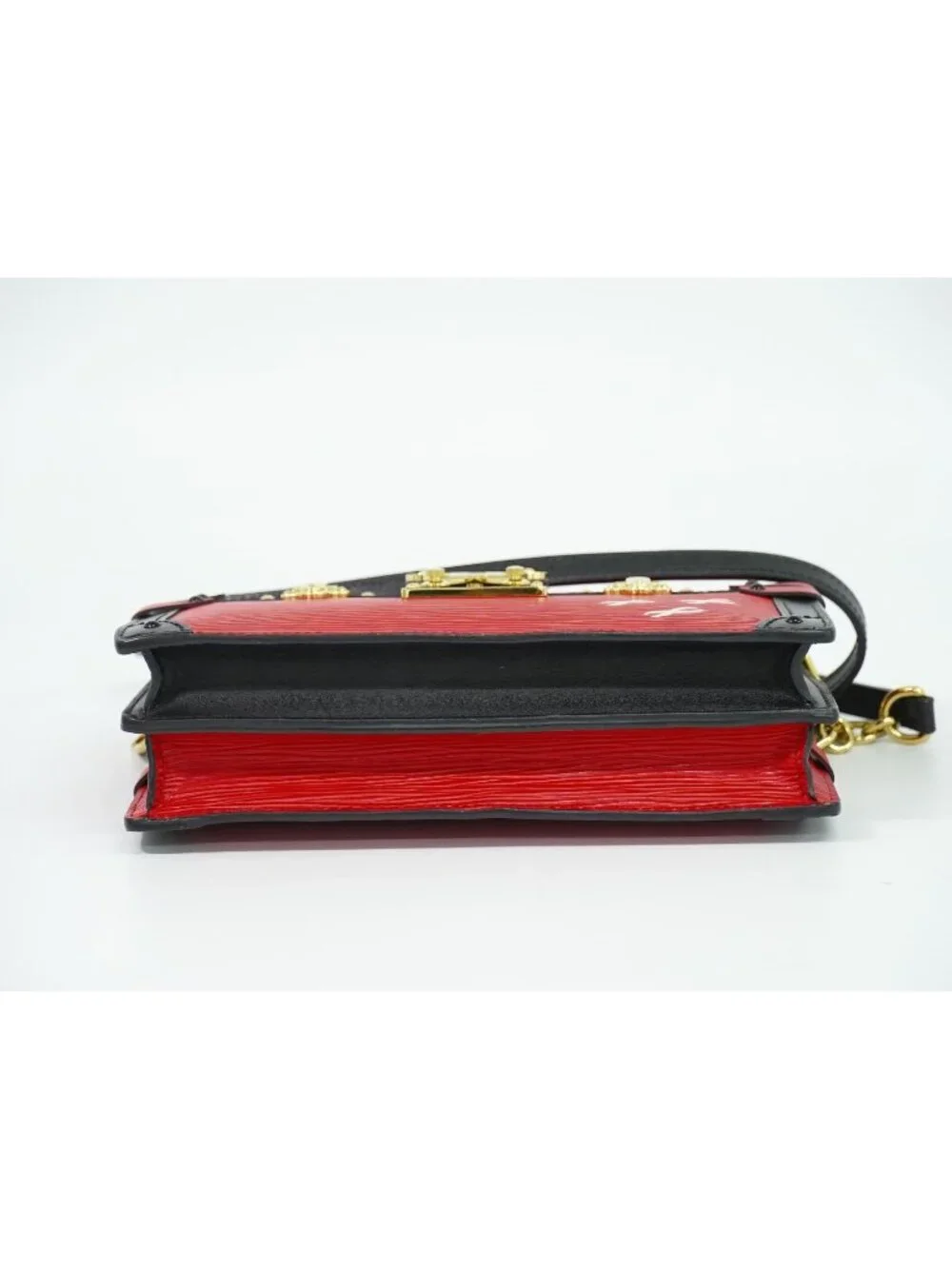 Louis Vuitton LV Trunk Clutch Leather Shoulder Bag Pochette Rouge Noir